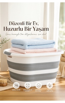 Porsima 1065 25 Lt Akordiyon Sepet Katlanabilir Çamaşır Sepeti Beyaz - Gri Porsima 1065 25 Lt Akordiyon Sepet Katlanabilir Çamaşır Sepeti Beyaz - Gri
