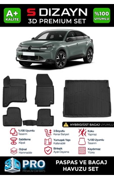 S-dizayn Citroen C4 Hybrid 3d Pro Havuzlu Paspas Ve Üst Bagaj Havuzu Seti 2'li Set 2025 Üzeri A+ K