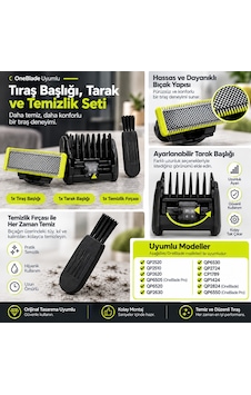 Oneblade Uyumlu Tıraş Başlığı Tarak Ve Temizlik Fırçası Seti Qp2520 Qp2510 Qp2620 Qp6505 Qp6520 Qp26 Oneblade Uyumlu Tıraş Başlığı Tarak Ve Temizlik Fırçası Seti Qp2520 Qp2510 Qp2620 Qp6505 Qp6520 Qp26
