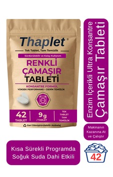 Thaplet Renkli Çamaşır Deterjanı Tableti Ultra Etkili 42 Adet Tablet