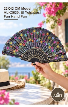 4 Adet Plastik Yelpaze 23x43 Cm Model Alk3630, El Yelpazesi Fan Hand Fan