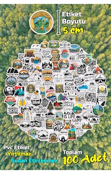 Kamp Temalı Camping Outdoor Adventure Sticker Seti Model-3 5cm - 100 Adet 5cm Kamp Temalı Camping Outdoor Adventure Sticker Seti Model-3 5cm - 100 Adet 5cm
