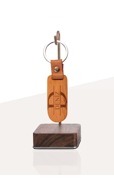 Kişiye Özel İsimli El Yapımı Hakiki Deri Taba Anahtarlık - Grain Minimal Taba