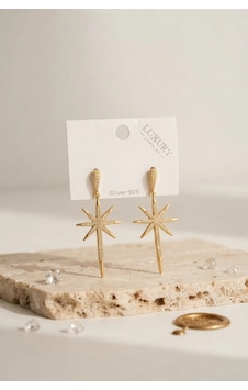 Bay Gold Renk Kutup Yıldızı Model Zirkon Taşlı Kadın Küpe Najmaddin Standart Bay Gold Renk Kutup Yıldızı Model Zirkon Taşlı Kadın Küpe Najmaddin Standart