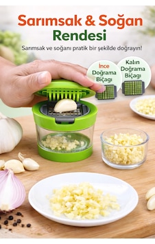 Çıkarılabilir Hazneli Kapaklı Pratik Sarımsak Ve Soğan Doğrayıcı 2 Bıçak Seçenekli Profesyonel