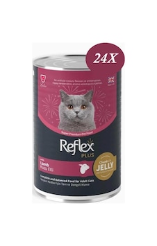 Reflex Plus Jöle İçinde Et Parçacıklı Kuzu Etli Yetişkin Kedi Konservesi 400 Gr 24 Adet