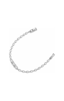 Balenbi Jewelry Gümüş Renk Üç Zirkon Taş Detaylı Oval Zincir Paslanmaz Çelik Kadın Bileklik 1200