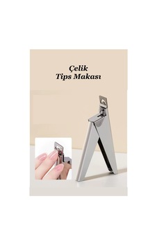 Çelik Tips Makası - Protez Tırnak Tips Kesme Makası - Takma Tırnak Makası Gümüş