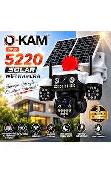 O-kam Pro 5220 Solar Wifi Güvenlik Kamerası Güneş Enerjili Kablosuz Dış Mekan Kamera Gece Görüşlü Hareket Algılamalı Çift Yönlü Sesli O-kam Pro 5220 Solar Wifi Güvenlik Kamerası Güneş Enerjili Kablosuz Dış Mekan Kamera Gece Görüşlü Hareket Algılamalı Çift Yönlü Sesli