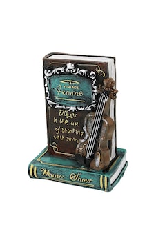 Kitap Ve Keman Tasarımlı Biblo Kumbara - Vintage Model - Dekoratif Obje