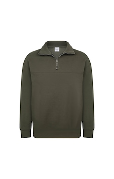 Classics Men Relax Fit Rahat Kesim Pamuklu Yarım Fermuarlı Dik Yaka Unisex Sweatshirt - Haki Classics Men Relax Fit Rahat Kesim Pamuklu Yarım Fermuarlı Dik Yaka Unisex Sweatshirt - Haki