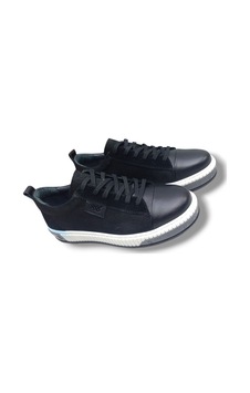 Growish Gr0265 Hakiki Deri & Nubuk Kaydırmaz Ray Taban Sneaker Ayakkabı Siyah