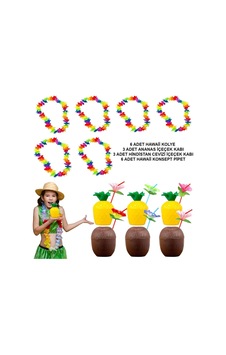 Tropikal Hawaii Parti Malzemeleri - Kolye, Pipet, Bardak Seti +3 Tropikal Hawaii Parti Malzemeleri - Kolye, Pipet, Bardak Seti +3