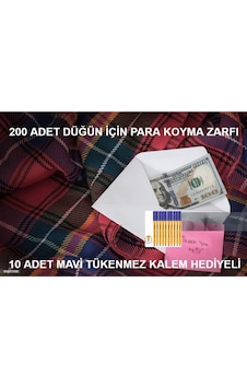 Düğün, Para Takı Zarfı Ağzı Yapışkanlı 200 Adet Ve 10 Adet Tükenmez Kalem Düğün, Para Takı Zarfı Ağzı Yapışkanlı 200 Adet Ve 10 Adet Tükenmez Kalem