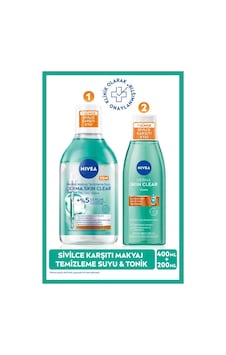 NIVEA Derma Skin Clear Sivilce Karşıtı Tonik 200 ML + Micellar Makyaj Temizleme Suyu 400 ML NIVEA Derma Skin Clear Sivilce Karşıtı Tonik 200 ML + Micellar Makyaj Temizleme Suyu 400 ML