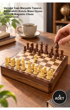 4 Adet Ahşap Satranç Takımı Vernikli Taşlı Manyetik Tasarım, Katlanabilir Kutulu Masa Oyunu 17.5 Cm Magnetic Chess 4 Adet Ahşap Satranç Takımı Vernikli Taşlı Manyetik Tasarım, Katlanabilir Kutulu Masa Oyunu 17.5 Cm Magnetic Chess