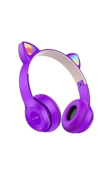 Teknosepetim P47m Kedili Katlanabilir Kulak Üstü Kablosuz Bluetooth 5.0 Kulaklık Ledli Çocuk Kulaklık Mor Sku: Zeus8690010110633