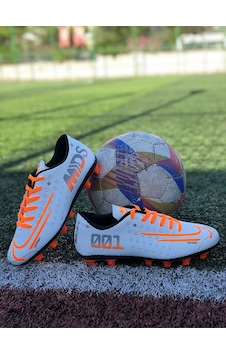 Erkek Futbol Krampon Beyaz Turuncu Spor Ayakkabısı Beyaz - Turuncu Erkek Futbol Krampon Beyaz Turuncu Spor Ayakkabısı Beyaz - Turuncu