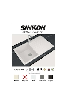 Sinkon Beyaz Granit Eviye 50 x 86 - Sg86 - Sinkon Sinkon Beyaz Granit Eviye 50 x 86 - Sg86 - Sinkon