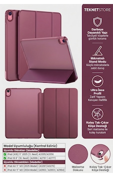 İpad 11. Nesil A16 Ve 10. Nesil 10.9" Uyumlu Kılıf A3355 A2696 Ultra İnce Standlı Kapak Mürdüm Kapaklı Kılıf İpad 11. Nesil A16 Ve 10. Nesil 10.9" Uyumlu Kılıf A3355 A2696 Ultra İnce Standlı Kapak Mürdüm Kapaklı Kılıf