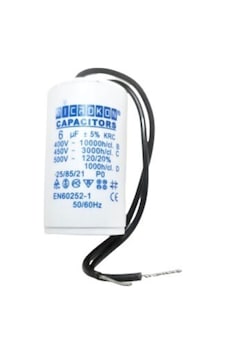6 Mf Plastik Tüp Kondansatör 400-450 V Daimi 6 Mf Plastik Tüp Kondansatör 400-450 V Daimi