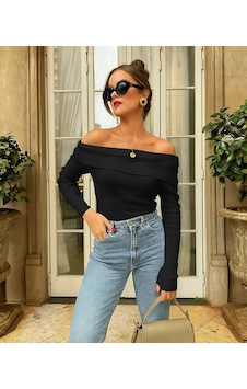 Madonna Yaka Kaşkorse Kadın Body Siyah