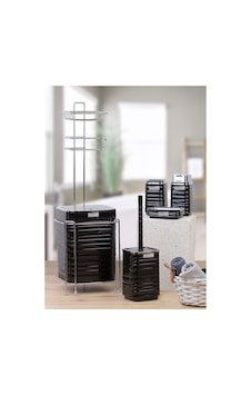 Lun-0031 Kare Wc Kagıtlık 6 Lı Set Krom/sıyah Siyah
