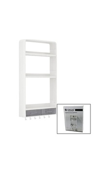 Omaş-tera Om-0817 Yapışkanlı Duvar Organizeri Plastik 2 Çekmece 40cm 3 Raf 14cm-19cm-30cm 6 Askı Diğer