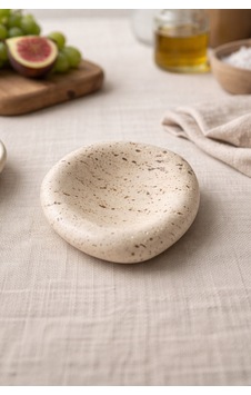 Modern Asimetrik Seramik Tabak Krem Minimal Sunum Tabağı & Dekoratif Kase