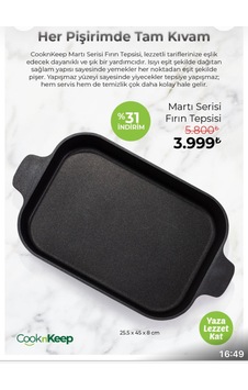 Cooknkeep Döküm Tepsl Boyut 25,5 45,8 Cm Siyah