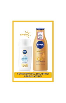 Nivea Sun Hafif Dokulu Güneş Koruyucu Yüz Kremi 40 ML + Q10 Sıkılaştırıcı Vücut Losyonu 200 ML Nivea Sun Hafif Dokulu Güneş Koruyucu Yüz Kremi 40 ML + Q10 Sıkılaştırıcı Vücut Losyonu 200 ML