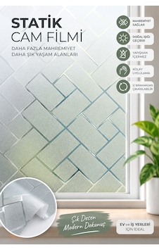 Deconitte Geometrik Desenli Statik Cam Filmi Buzlu Yapışkansız Mahremiyet Ve Dekoratif Cam Folyosu 60x100cm Deconitte Geometrik Desenli Statik Cam Filmi Buzlu Yapışkansız Mahremiyet Ve Dekoratif Cam Folyosu 60x100cm