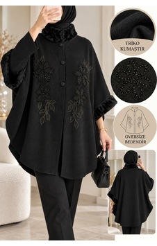 Genel Markalar Novea Scarf Şık Papatya-yaprak İşlemeli Kürklü Triko Panço Siyah - 939765697 Siyah Genel Markalar Novea Scarf Şık Papatya-yaprak İşlemeli Kürklü Triko Panço Siyah - 939765697 Siyah