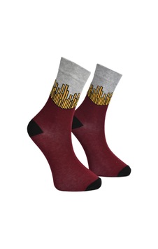 Unisex Patates Kızartması Çorap Bordo - LksÇrp24 Bordo