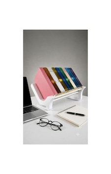 Masaüstü Kitap Standı Modern Kitap Düzenleyici, Ergonomik Okuma Ve Kitap Sergileme Rafı, Beyaz Beyaz