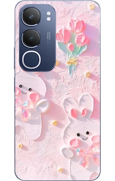 Vivo Y19s Uyumlu Sevimli Tavşanlar Baskılı Silikon Kılıf Renkli Vivo Y19s Uyumlu Sevimli Tavşanlar Baskılı Silikon Kılıf Renkli