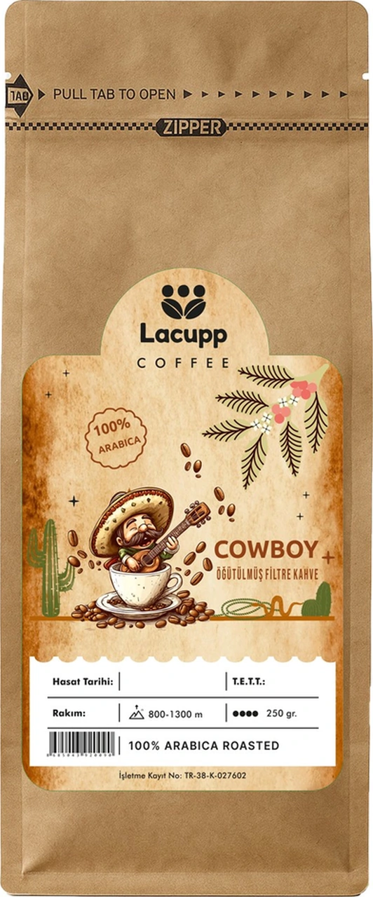 Lacupp - Cowboy - Öğütülmüş Filtre Kahve/çekirdek Kahve - 250 Gr 100% Arabica Filtre Lacupp - Cowboy - Öğütülmüş Filtre Kahve/çekirdek Kahve - 250 Gr 100% Arabica Filtre