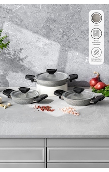 Emsan Fortis Granit 6 Parça Sahan Set Gri Gri Emsan Fortis Granit 6 Parça Sahan Set Gri Gri