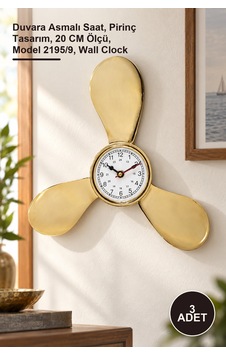 3 Adet Pirinç Duvar Saati Duvara Asmalı Saat, Pirinç Tasarım, 20 Cm Ölçü, Model 2195/9, Wall Clock Diğer 3 Adet Pirinç Duvar Saati Duvara Asmalı Saat, Pirinç Tasarım, 20 Cm Ölçü, Model 2195/9, Wall Clock Diğer