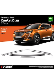 S-Dizayn  Peugeot 2008 2 Krom Cam Üst Çıtası 6 Prç 2020 Üzeri