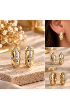 Modern Tasarım Paslanmaz Çelik Küpe Gold Modern Tasarım Paslanmaz Çelik Küpe Gold