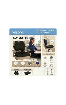 Velora Visco Bel Yastığı + Oturma Minderi Tam Set Siyah - 887280321 Velora Visco Bel Yastığı + Oturma Minderi Tam Set Siyah - 887280321