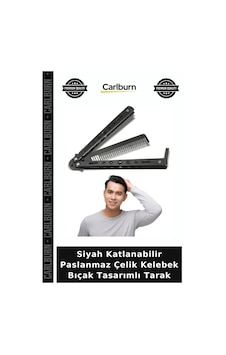 Özel Üretim Erkek Bakım Siyah Katlanabilir Paslanmaz Çelik Kelebek Bıçak Tasarımlı Tarak Özel Üretim Erkek Bakım Siyah Katlanabilir Paslanmaz Çelik Kelebek Bıçak Tasarımlı Tarak