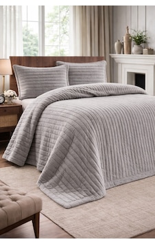 Modern Line Premium 3 Parça Battaniye Seti Özel Çantalı 220x240 Cm Yastık Kılıfı 50x70 Cm 2 Adet Gri Modern Line Premium 3 Parça Battaniye Seti Özel Çantalı 220x240 Cm Yastık Kılıfı 50x70 Cm 2 Adet Gri