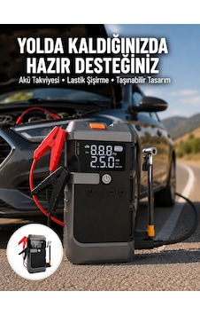 Işıklı Hava Kompresörlü Taşınabilir Akü Takviye Ünitesi Yeni Nesil Diğer Işıklı Hava Kompresörlü Taşınabilir Akü Takviye Ünitesi Yeni Nesil Diğer