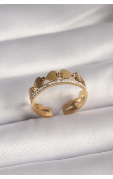 316l Çelik Gold Renk Zirkon Taşlı Kalp Model Kadın Yüzük Altın 316l Çelik Gold Renk Zirkon Taşlı Kalp Model Kadın Yüzük Altın