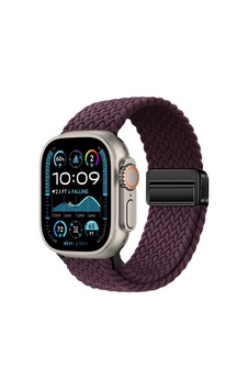 Watch Ultra 49mm Mkst Krd-134 Örgü Tasarımlı Hasır Kordon Strap Kayış - Koyu Mor Watch Ultra 49mm Mkst Krd-134 Örgü Tasarımlı Hasır Kordon Strap Kayış - Koyu Mor