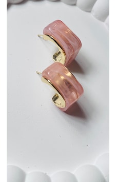 İnsera Pembe Akrilik Altın Kaplama Efektli Modern Çelik Küpe Altın - Pembe İnsera Pembe Akrilik Altın Kaplama Efektli Modern Çelik Küpe Altın - Pembe