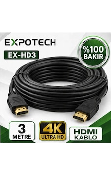Expotech Ex-hd03 3 Metre 4k Hdmı Görüntü Ve Ses Aktarım Kablosu Expotech Ex-hd03 3 Metre 4k Hdmı Görüntü Ve Ses Aktarım Kablosu
