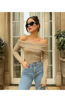 Madonna Yaka Kaşkorse Kadın Body Bej